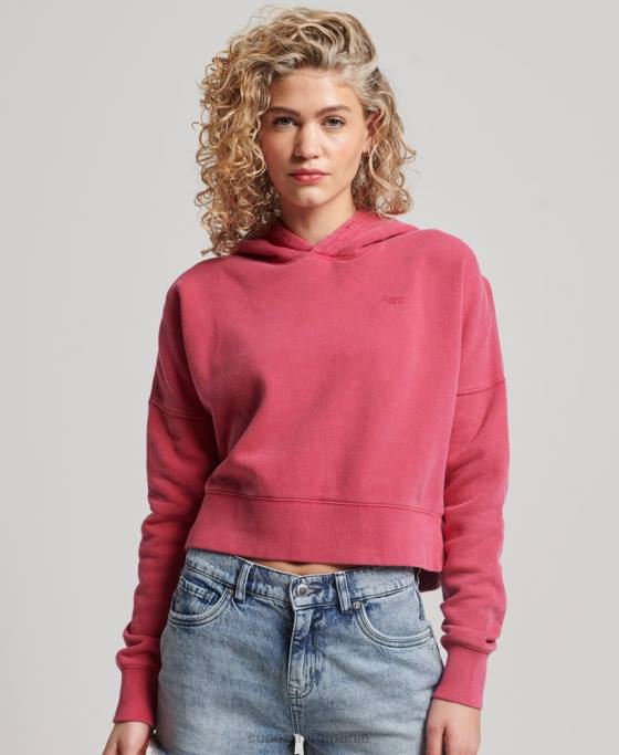 Superdry spălați hanoracul crop îmbrăcăminte roz femei JX0Z3353