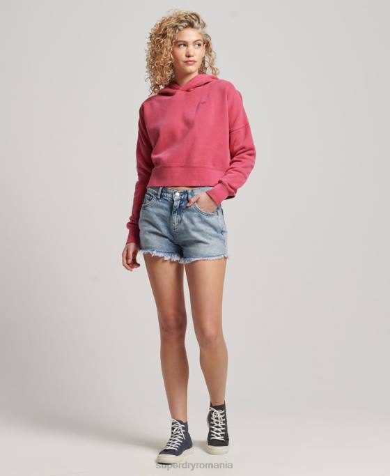 Superdry spălați hanoracul crop îmbrăcăminte roz femei JX0Z3353