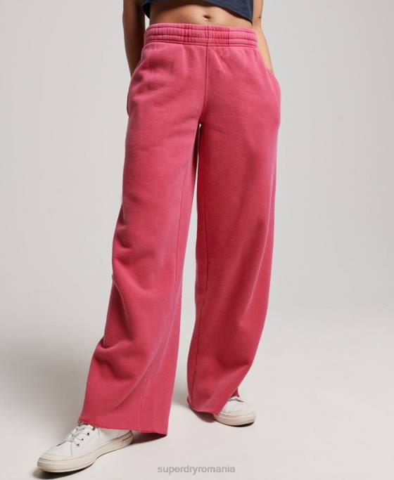 Superdry spălați joggeri drepti îmbrăcăminte roz femei JX0Z3894