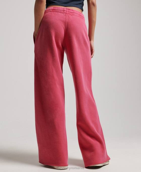 Superdry spălați joggeri drepti îmbrăcăminte roz femei JX0Z3894