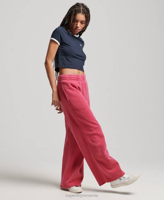 Superdry spălați joggeri drepti îmbrăcăminte roz femei JX0Z3894