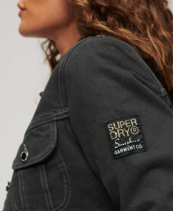 Superdry st tropez workwear crop sacou îmbrăcăminte gri inchis femei JX0Z2004