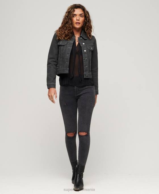 Superdry st tropez workwear crop sacou îmbrăcăminte gri inchis femei JX0Z2004