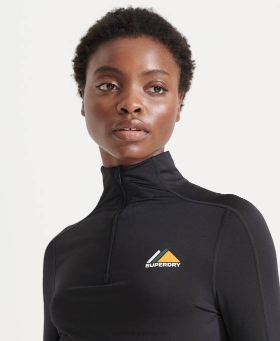 Superdry strat de bază cu jumătate de fermoar îmbrăcăminte negru femei JX0Z3041