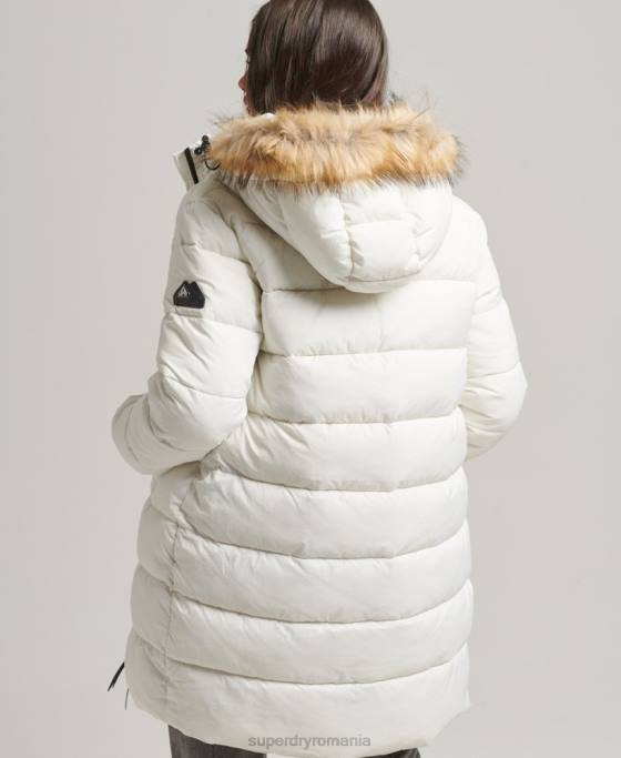 Superdry strat mijlociu cu glugă îmbrăcăminte alb femei JX0Z3586