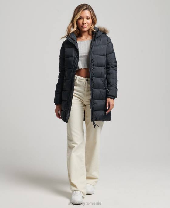 Superdry strat mijlociu cu glugă îmbrăcăminte gri inchis femei JX0Z3734