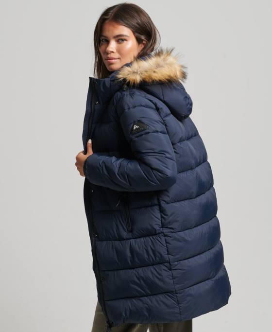 Superdry strat mijlociu cu glugă îmbrăcăminte marina femei JX0Z5669