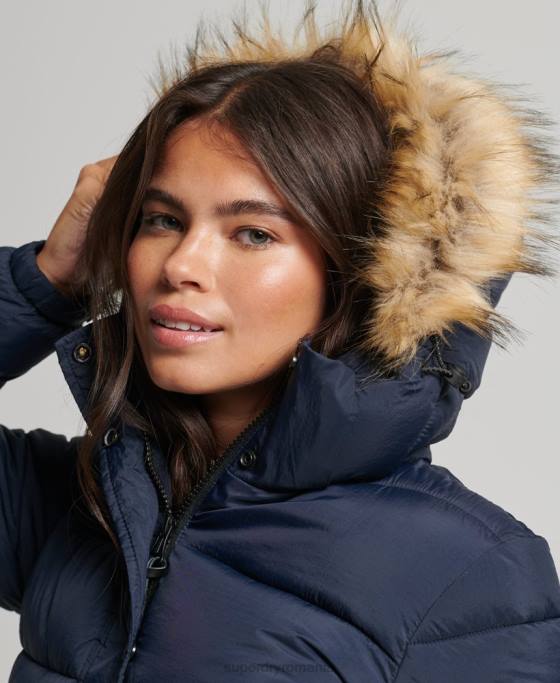 Superdry strat mijlociu cu glugă îmbrăcăminte marina femei JX0Z5669