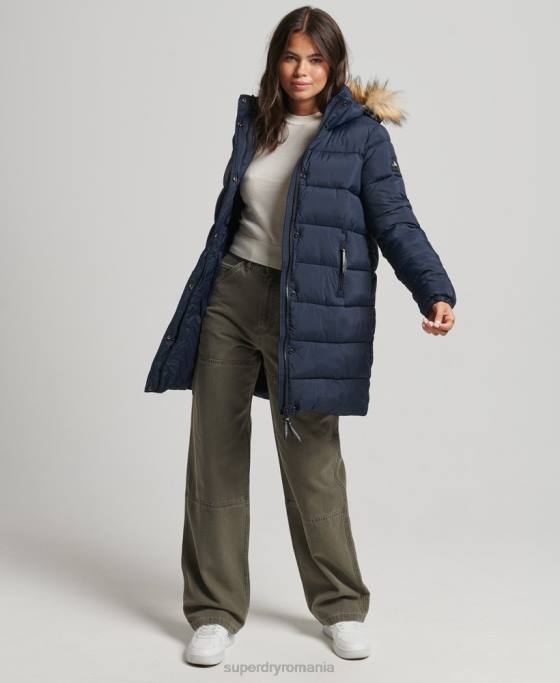 Superdry strat mijlociu cu glugă îmbrăcăminte marina femei JX0Z5669