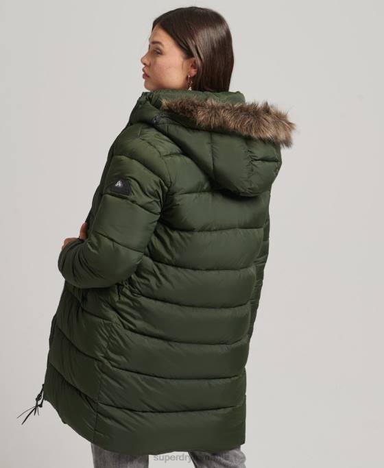 Superdry strat mijlociu cu glugă îmbrăcăminte verde femei JX0Z5633