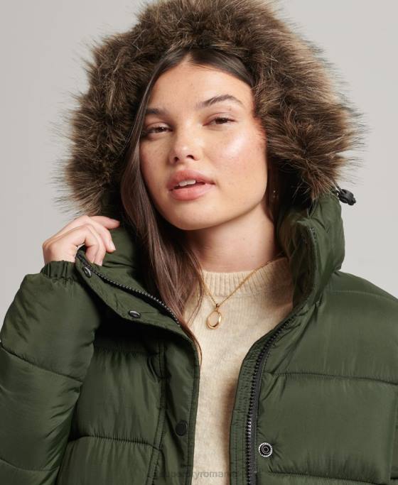 Superdry strat mijlociu cu glugă îmbrăcăminte verde femei JX0Z5633