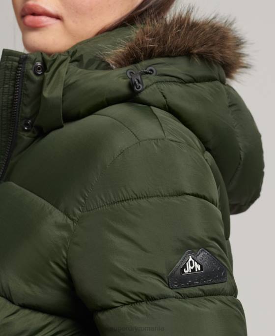 Superdry strat mijlociu cu glugă îmbrăcăminte verde femei JX0Z5633