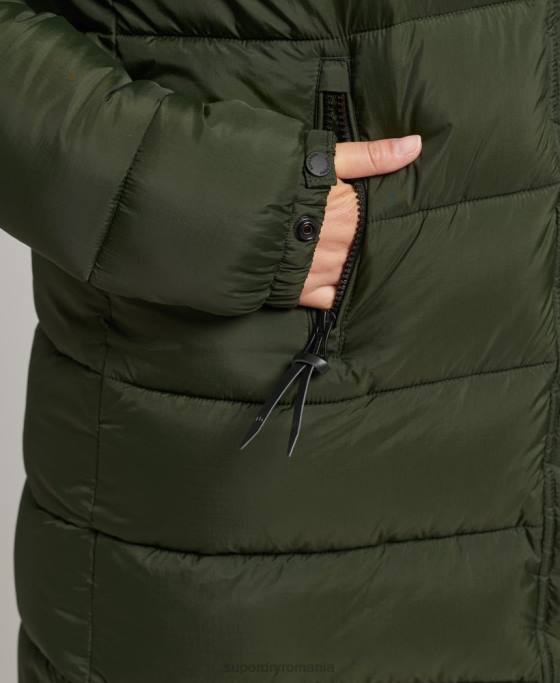 Superdry strat mijlociu cu glugă îmbrăcăminte verde femei JX0Z5633