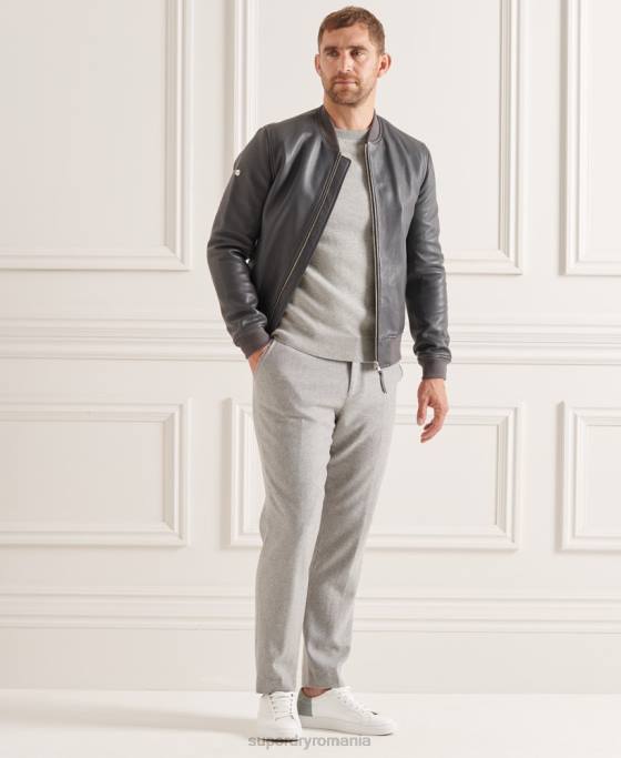 Superdry studios esential echipaj jumper îmbrăcăminte gri deschis bărbați JX0Z5293