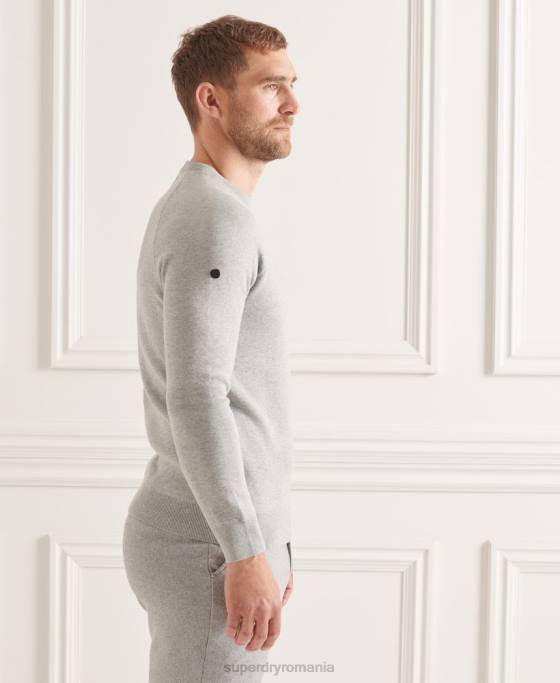 Superdry studios esential echipaj jumper îmbrăcăminte gri deschis bărbați JX0Z5293