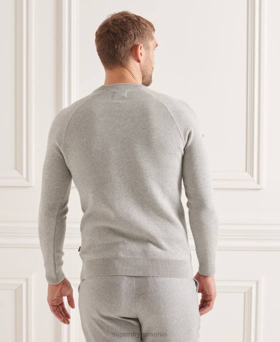 Superdry studios esential echipaj jumper îmbrăcăminte gri deschis bărbați JX0Z5293