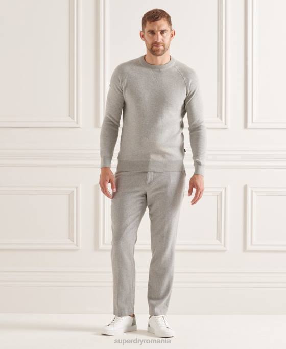 Superdry studios esential echipaj jumper îmbrăcăminte gri deschis bărbați JX0Z5293