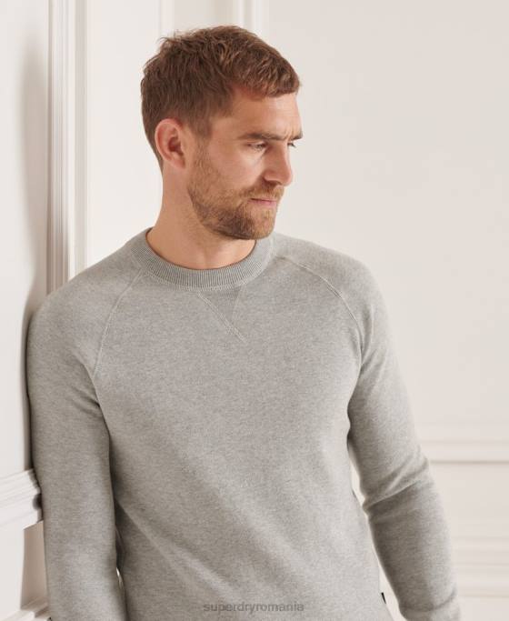 Superdry studios esential echipaj jumper îmbrăcăminte gri deschis bărbați JX0Z5293