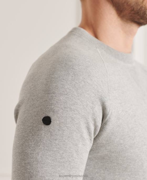 Superdry studios esential echipaj jumper îmbrăcăminte gri deschis bărbați JX0Z5293