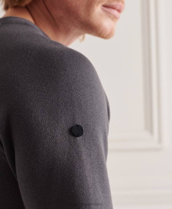 Superdry studios esential echipaj jumper îmbrăcăminte gri inchis bărbați JX0Z1361