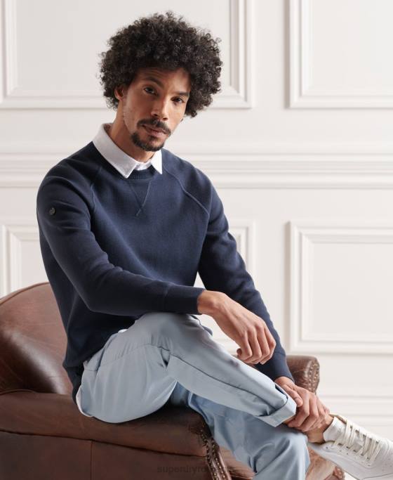 Superdry studios esential echipaj jumper îmbrăcăminte marina bărbați JX0Z5312