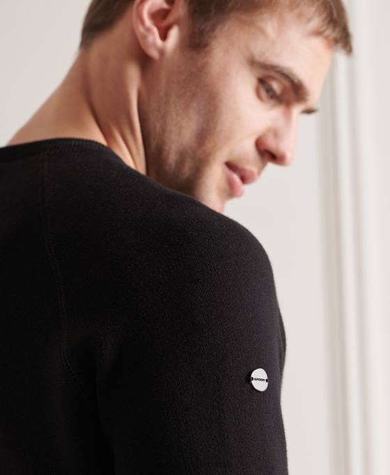 Superdry studios esential echipaj jumper îmbrăcăminte negru bărbați JX0Z5290