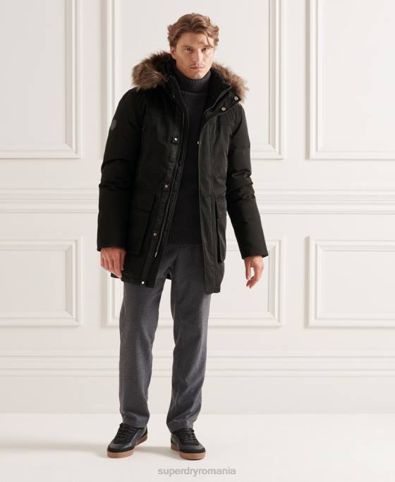 Superdry studios everest parka din puf îmbrăcăminte negru bărbați JX0Z4742