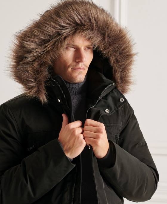 Superdry studios everest parka din puf îmbrăcăminte negru bărbați JX0Z4742