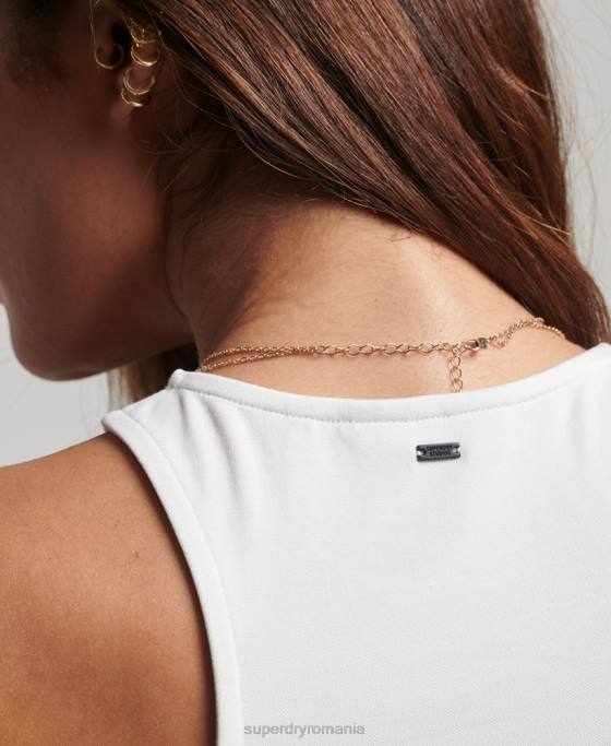 Superdry studios jersey racer tank top îmbrăcăminte alb femei JX0Z2902