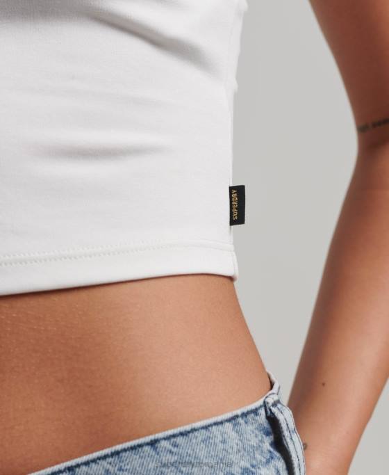 Superdry studios jersey racer tank top îmbrăcăminte alb femei JX0Z2902