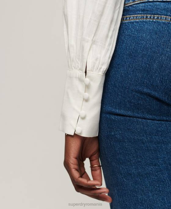 Superdry studios lace mix top îmbrăcăminte alb femei JX0Z2959