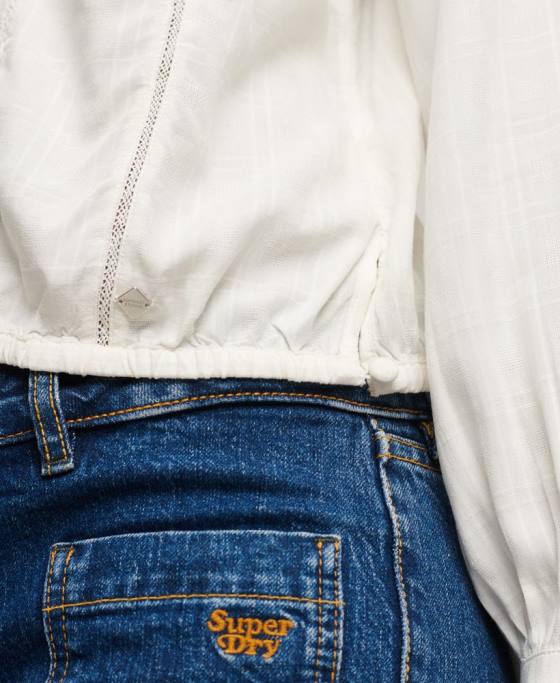 Superdry studios lace mix top îmbrăcăminte alb femei JX0Z2959