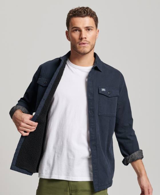 Superdry supracămașă Miller căptușită cu borg îmbrăcăminte marina bărbați JX0Z143