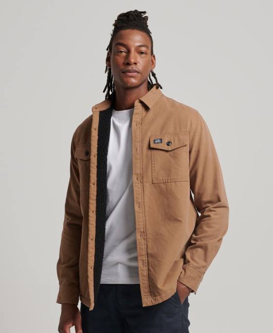 Superdry supracămașă Miller căptușită cu borg îmbrăcăminte maro bărbați JX0Z166