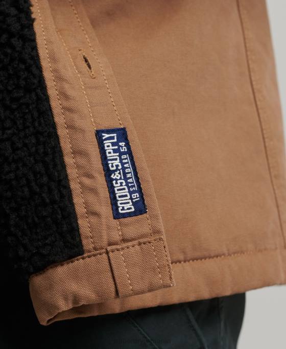 Superdry supracămașă Miller căptușită cu borg îmbrăcăminte maro bărbați JX0Z166