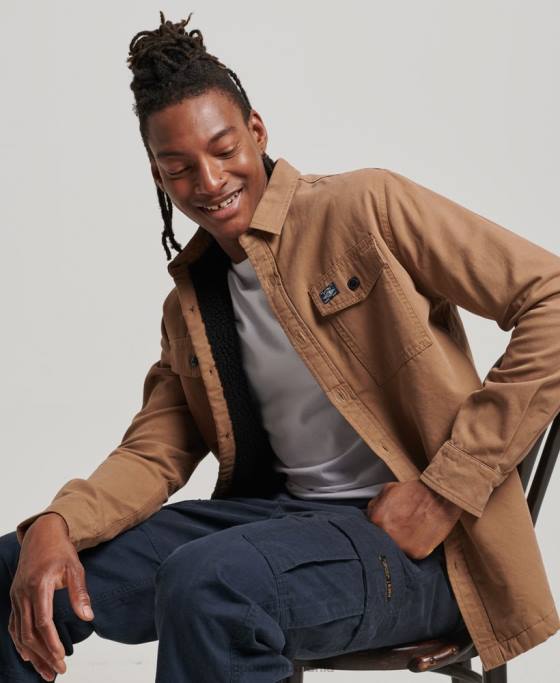 Superdry supracămașă Miller căptușită cu borg îmbrăcăminte maro bărbați JX0Z166