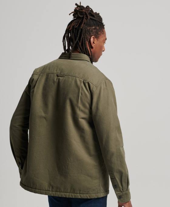 Superdry supracămașă Miller căptușită cu borg îmbrăcăminte verde bărbați JX0Z163