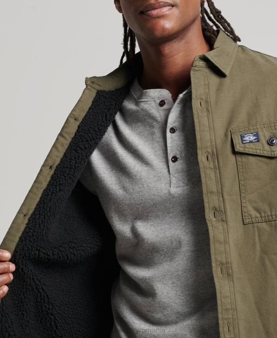 Superdry supracămașă Miller căptușită cu borg îmbrăcăminte verde bărbați JX0Z163