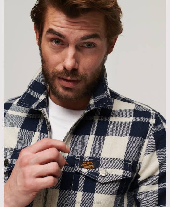 Superdry supracămașă din lână cu fermoar îmbrăcăminte albastru deschis bărbați JX0Z240