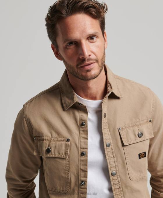 Superdry supracămașă din pânză îmbrăcăminte bronzat bărbați JX0Z140