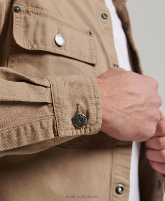 Superdry supracămașă din pânză îmbrăcăminte bronzat bărbați JX0Z140