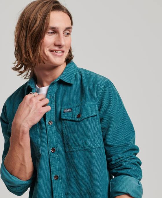 Superdry supracămașă din snur vintage îmbrăcăminte turcoaz bărbați JX0Z201