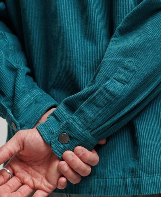 Superdry supracămașă din snur vintage îmbrăcăminte turcoaz bărbați JX0Z201