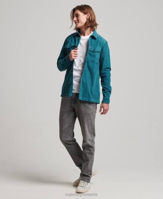 Superdry supracămașă din snur vintage îmbrăcăminte turcoaz bărbați JX0Z201