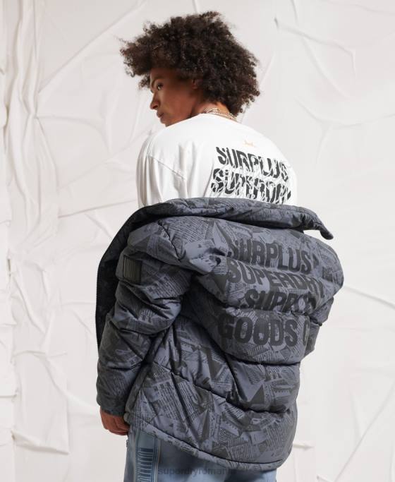Superdry surplus de puf reflectorizant îmbrăcăminte gri inchis bărbați JX0Z4780
