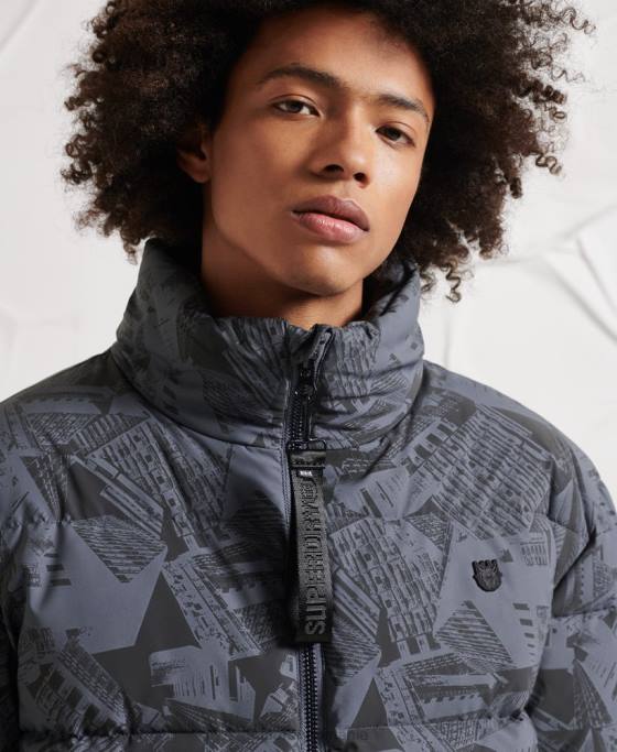 Superdry surplus de puf reflectorizant îmbrăcăminte gri inchis bărbați JX0Z4780