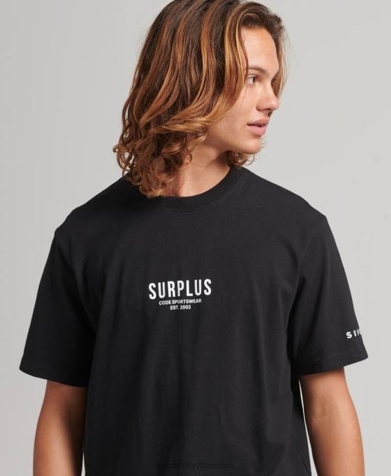 Superdry surplus de tricou lejer îmbrăcăminte negru bărbați JX0Z4927