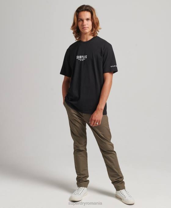 Superdry surplus de tricou lejer îmbrăcăminte negru bărbați JX0Z4927