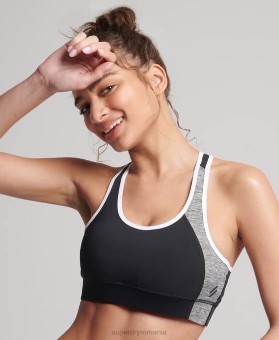 Superdry sutien asimetric de antrenament îmbrăcăminte gri femei JX0Z6341