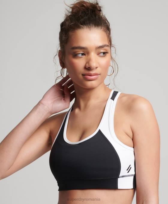 Superdry sutien asimetric de antrenament îmbrăcăminte negru femei JX0Z6346